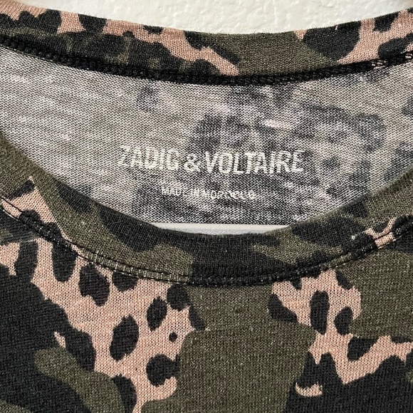 ZADIG & VOLTAIRE | Contemporary Black Camo Military T-Shirt 100% Linen | Size S - Picture 7 of 11